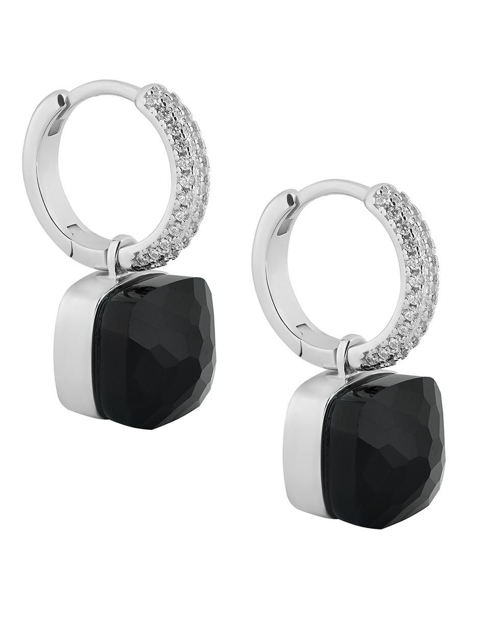 Aretes cuadrados de plata P 925 ónix 2