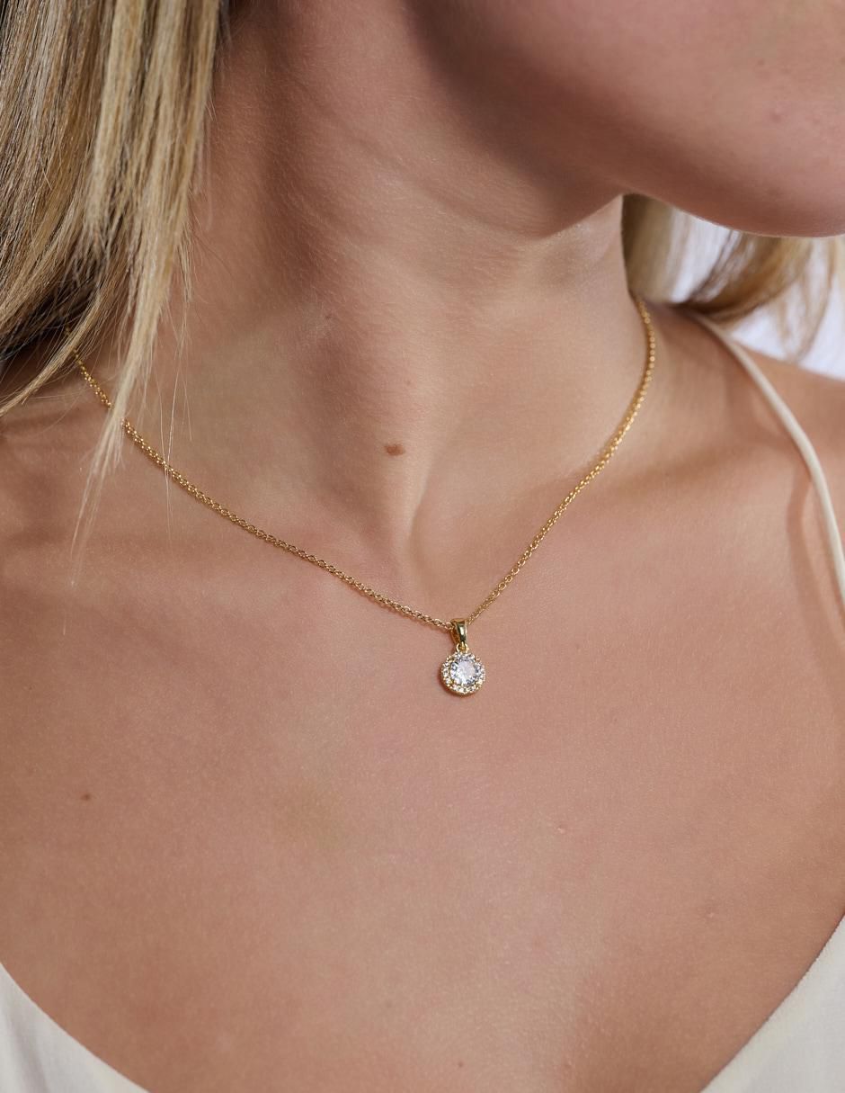 Collar con dije "de (si aplica)" circular luckyly collar "de" latón 14 k