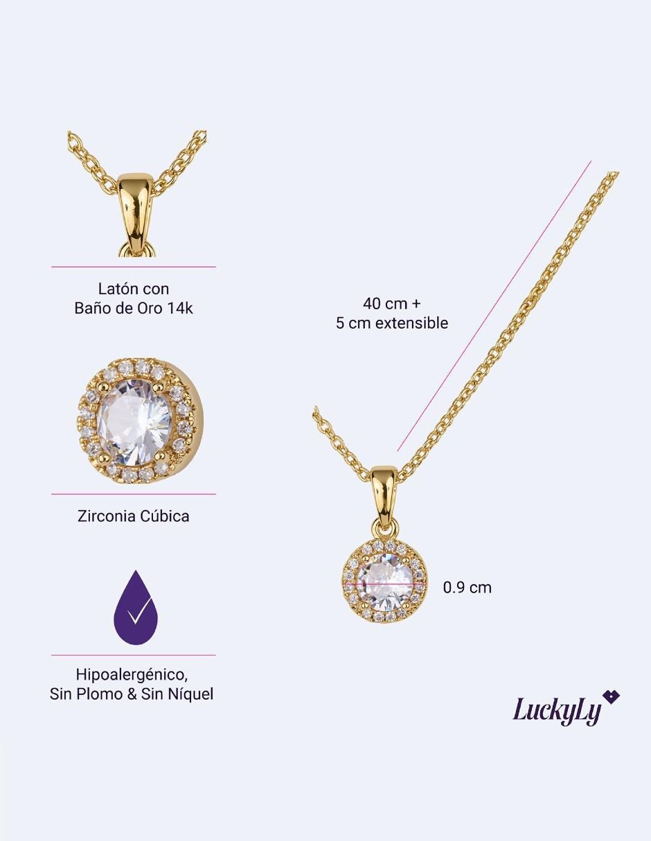 Collar con dije "de (si aplica)" circular luckyly collar "de" latón 14 k
