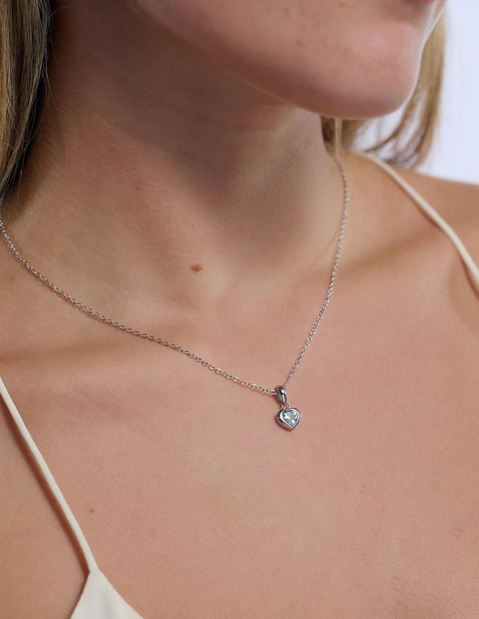 Collar con dije "de (si aplica)" corazón luckyly aretes "de" acero inoxidable sin kilataje