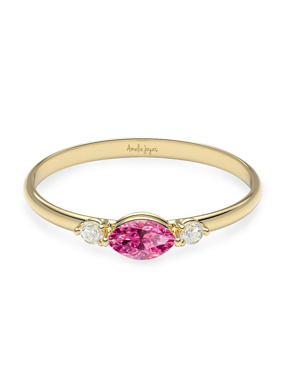 Anillo 10 k de oro zirconia brillante