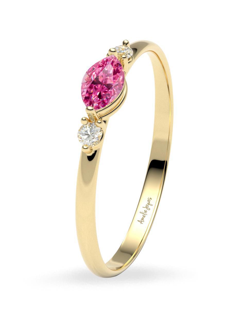 Anillo "de (si aplica)" redondo amelie joyas sin familia o colección sin temática 10 k "de" oro zirconia