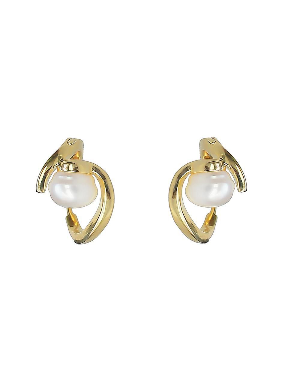 Aretes de esfera de plata P 925 con acabado baño de oro perla Aretes de esfera de plata P 925 con acabado baño de oro perla