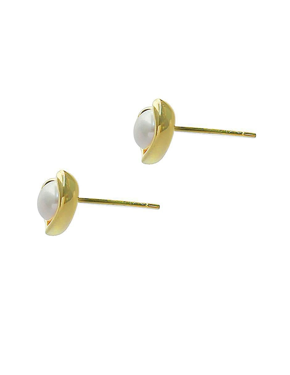 Aretes de corazón Mujer de plata P 925 con acabado baño de oro perla 2