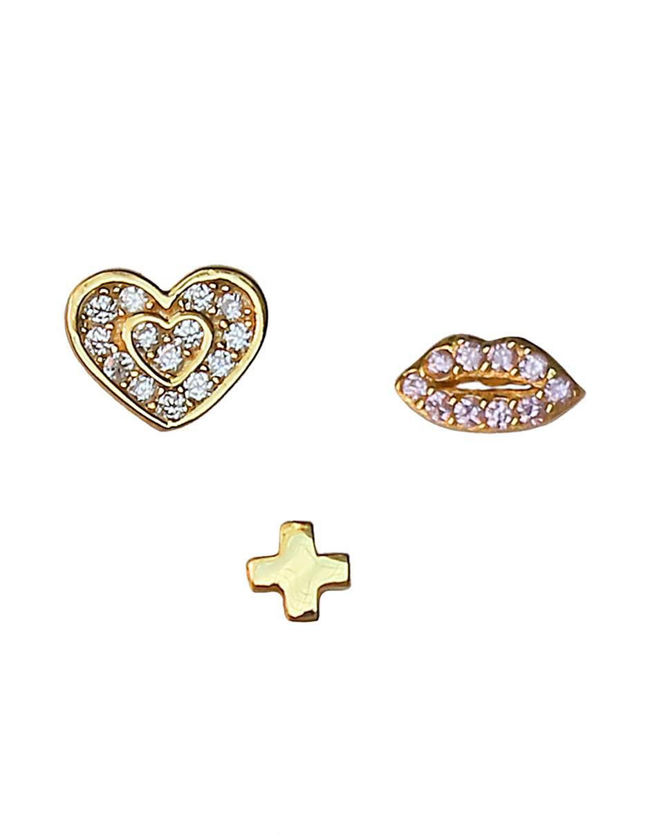 Set de aretes de plata P 925 con acabado baño de oro circonita
