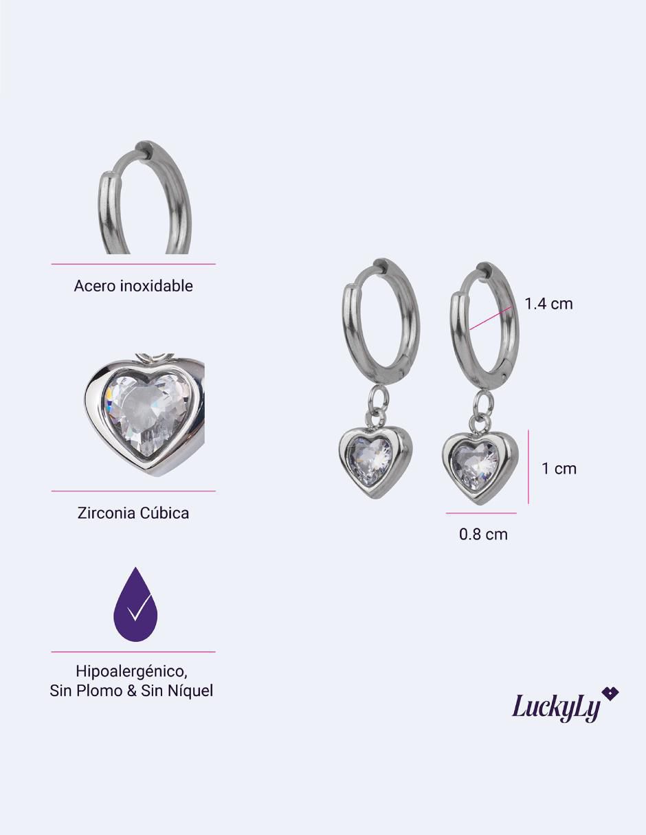 Arracadas de corazón Luckyly zirconia cúbica