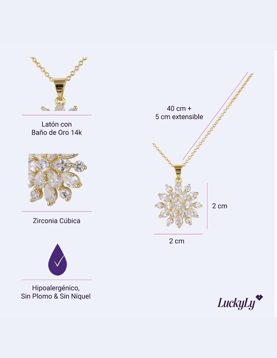 Collar con dije de flor de baño de oro 14 K 6