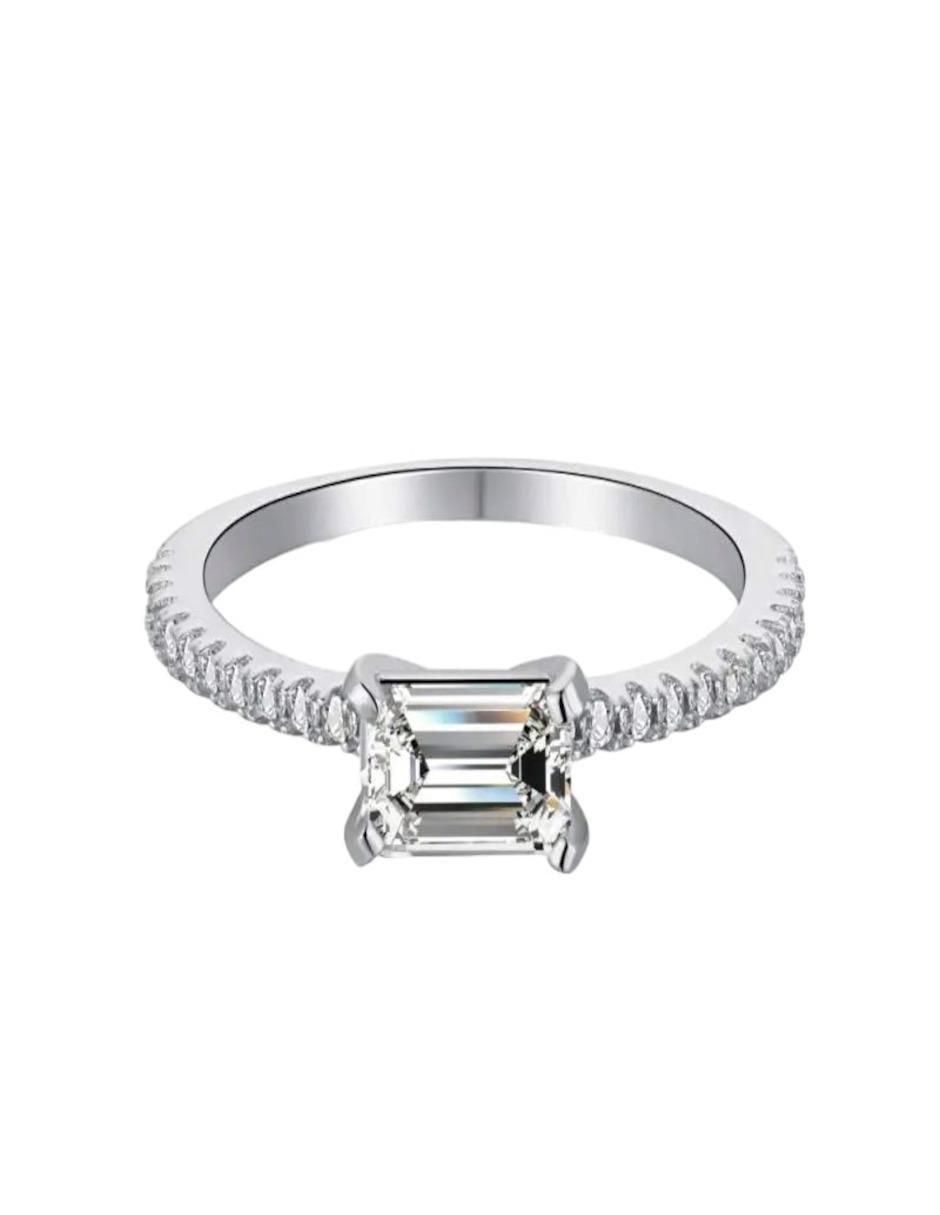 Anillo rectangular Edasich P 925 de plata zirconia brillante 1