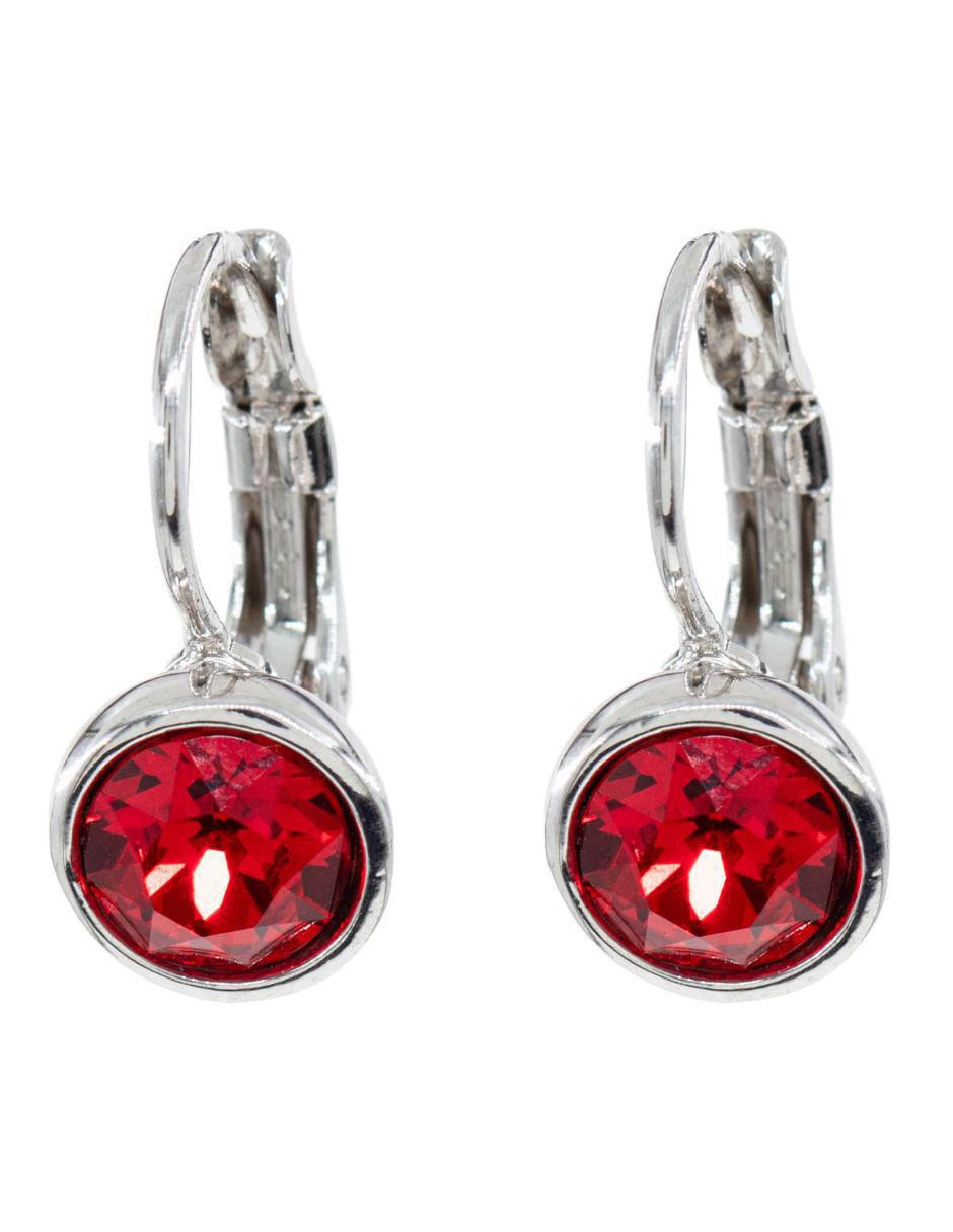 Aretes circulares Roma con acabado baño rodio cristal