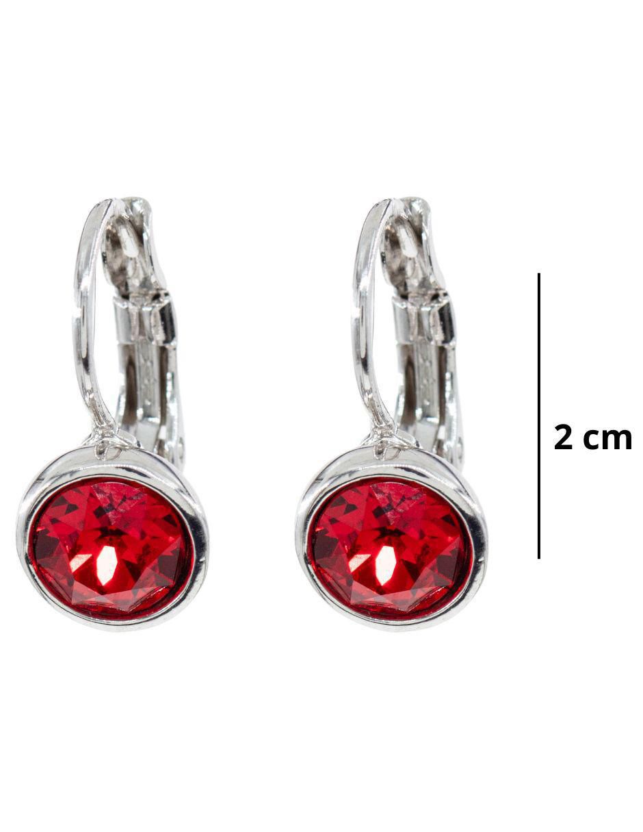 Aretes circulares Roma con acabado baño rodio cristal 3