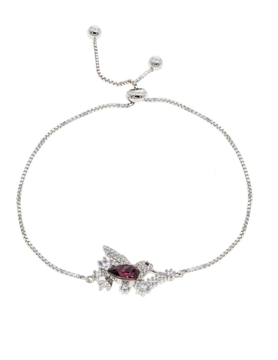 Brazalete de plata con cristal austriaco p 925 Mayfer Colibri con acabado brillante