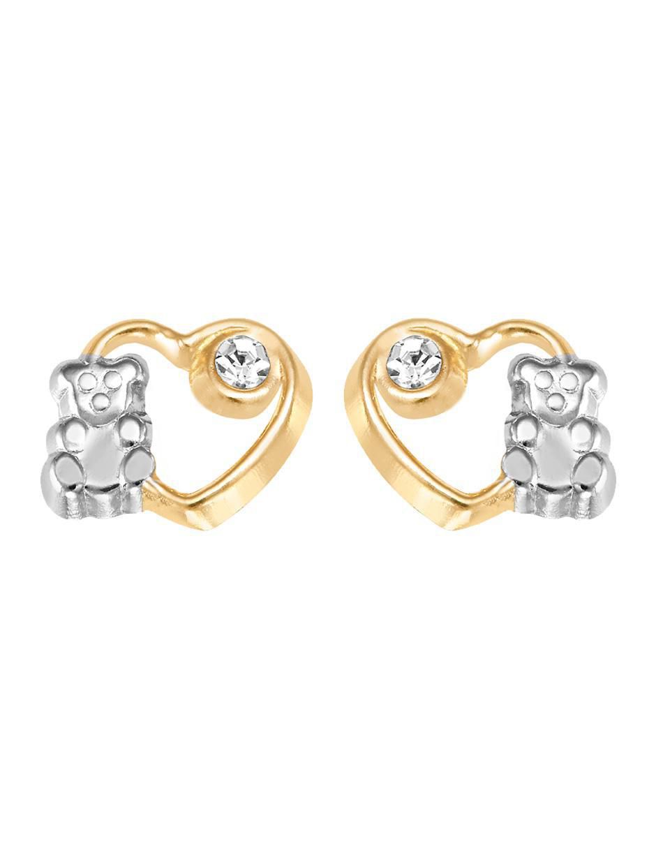 Broqueles de corazón de oro con acabado brillante zirconia Broqueles de corazón de oro con acabado brillante zirconia