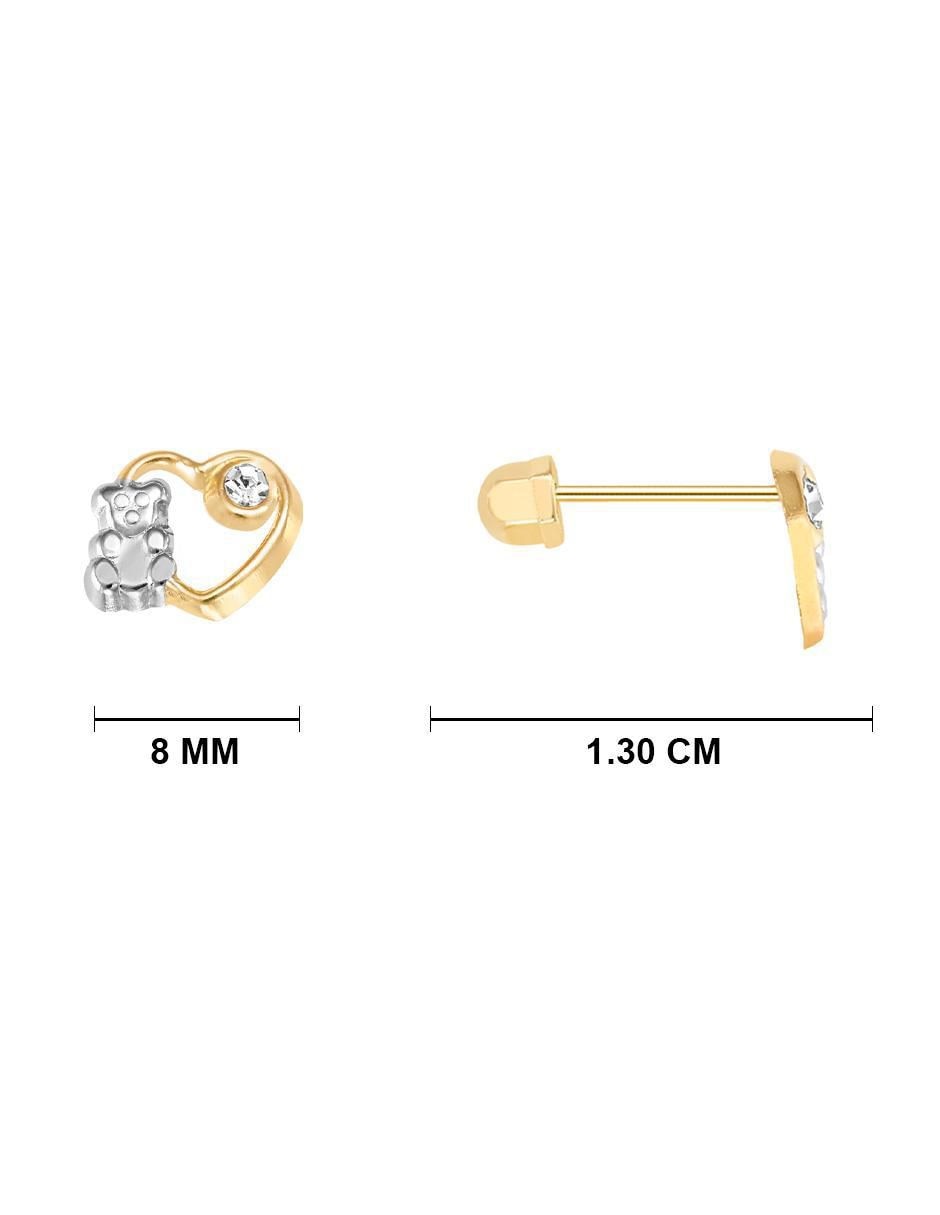 Broqueles de corazón de oro con acabado brillante zirconia 4