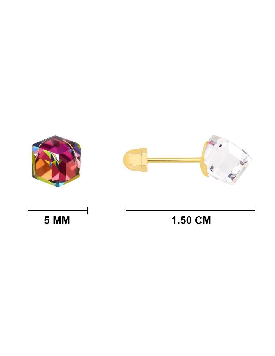 Broqueles cuadrados de oro con acabado brillante zirconia 4