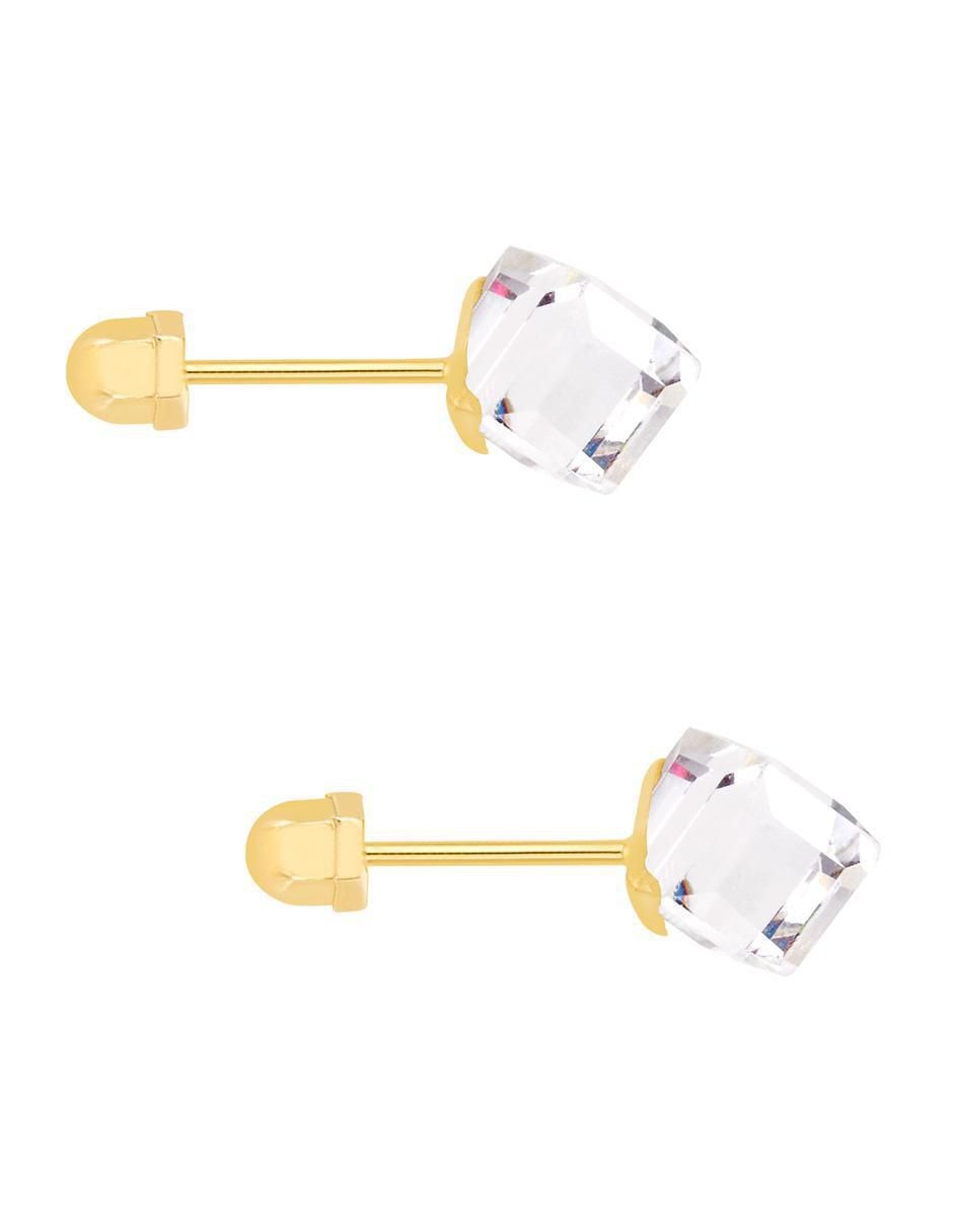 Broqueles cuadrados de oro con acabado brillante zirconia 3