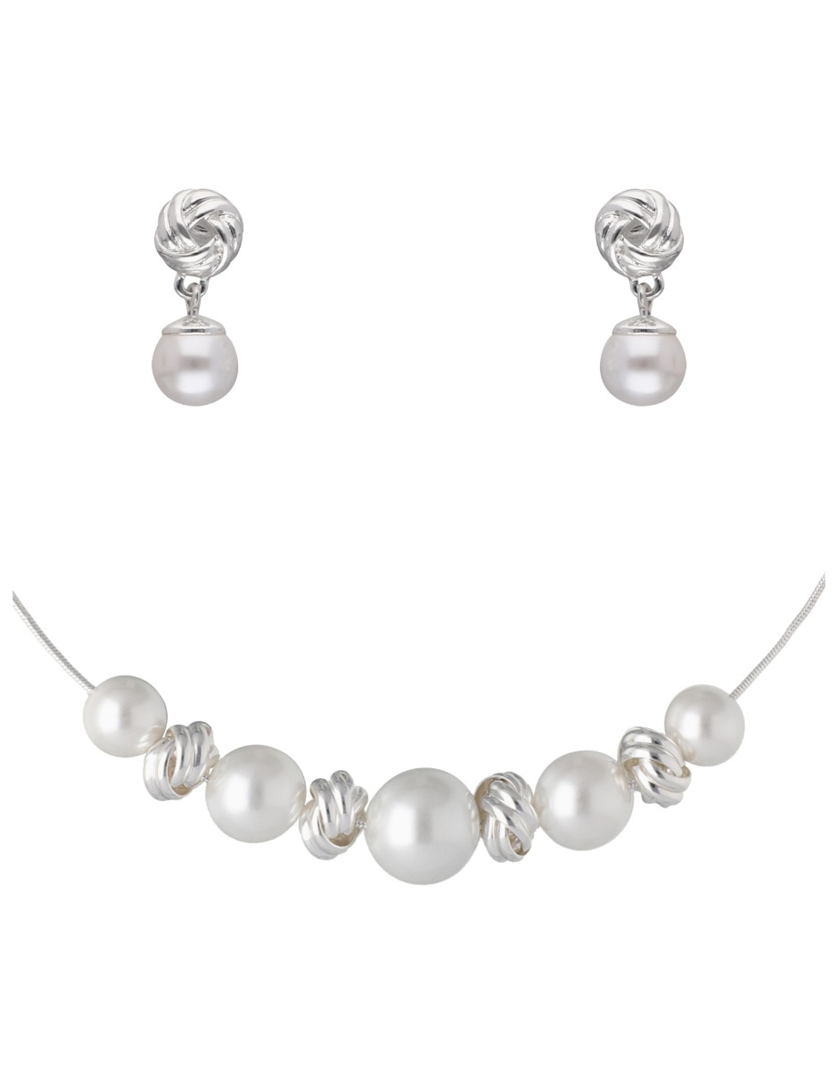 Aretes y collar de esfera Tying The Knot 1