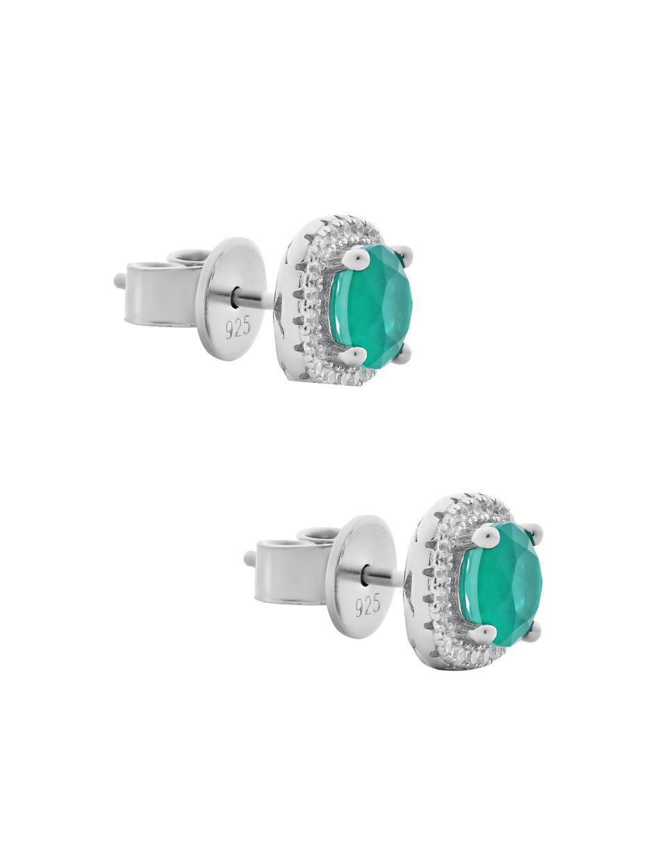 Broqueles circulares de plata P 925 con acabado baño rodio turmalina 2