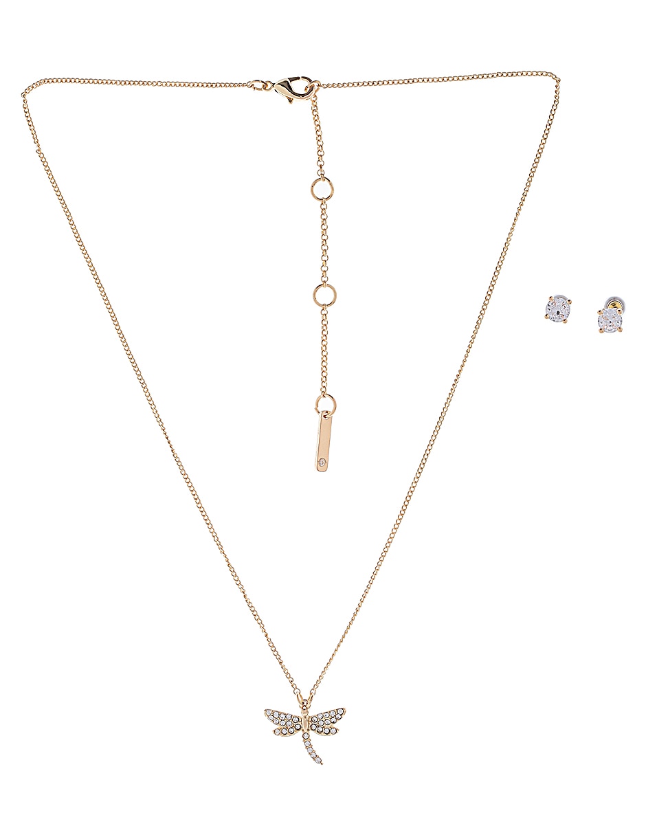 Aretes y collar libélula cristal