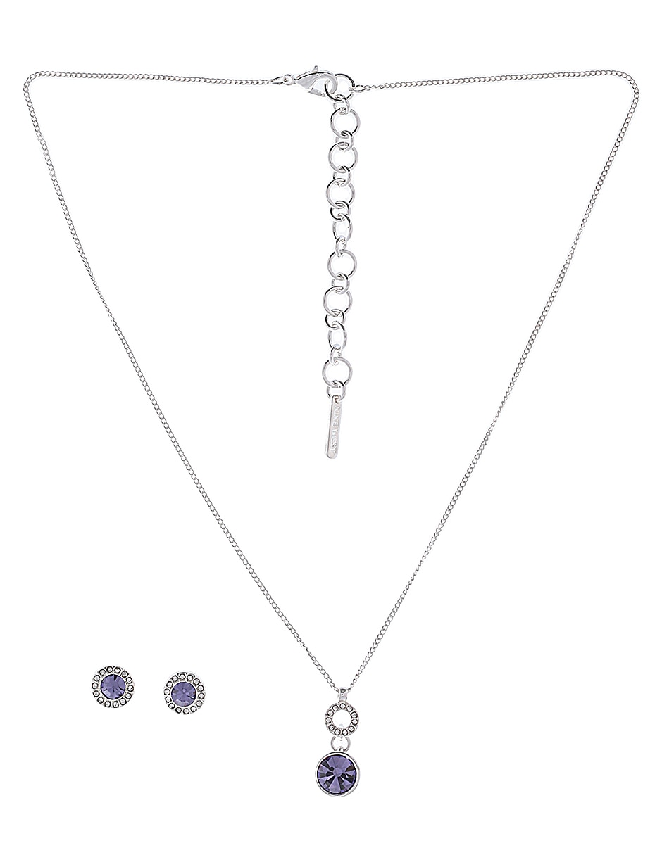 Aretes y collar circular cristal