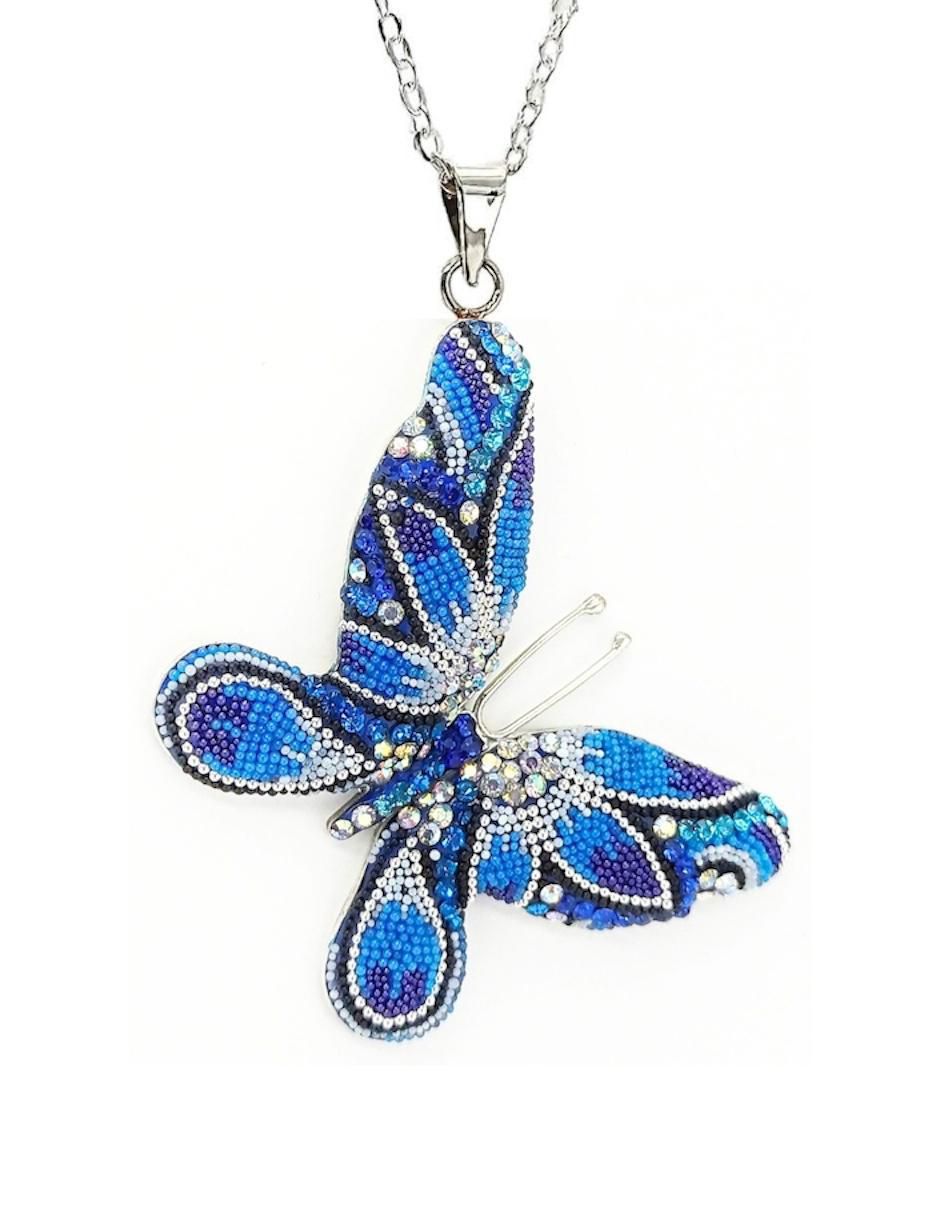 Aretes y collar de mariposa de plata P 925 cristal 2
