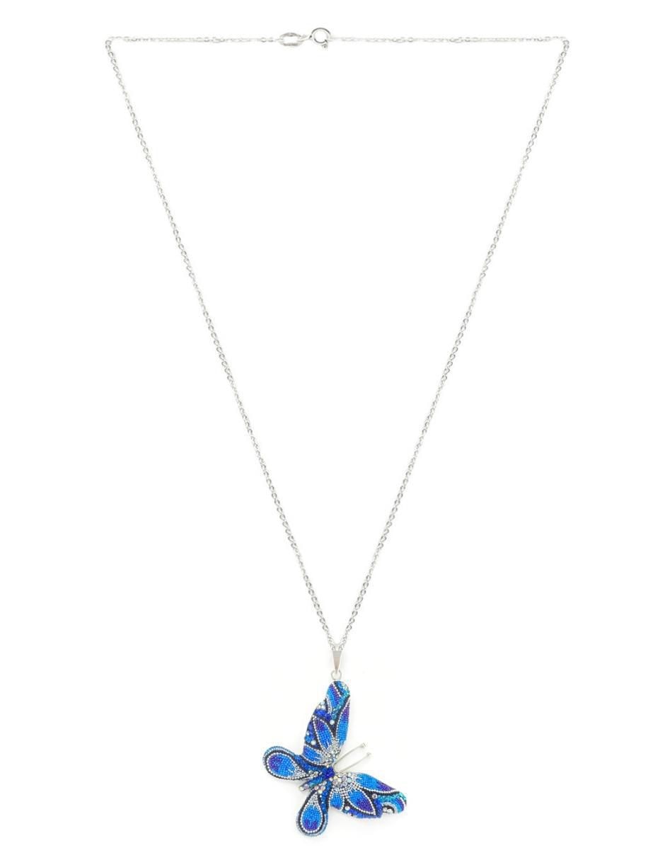 Aretes y collar de mariposa de plata P 925 cristal 4