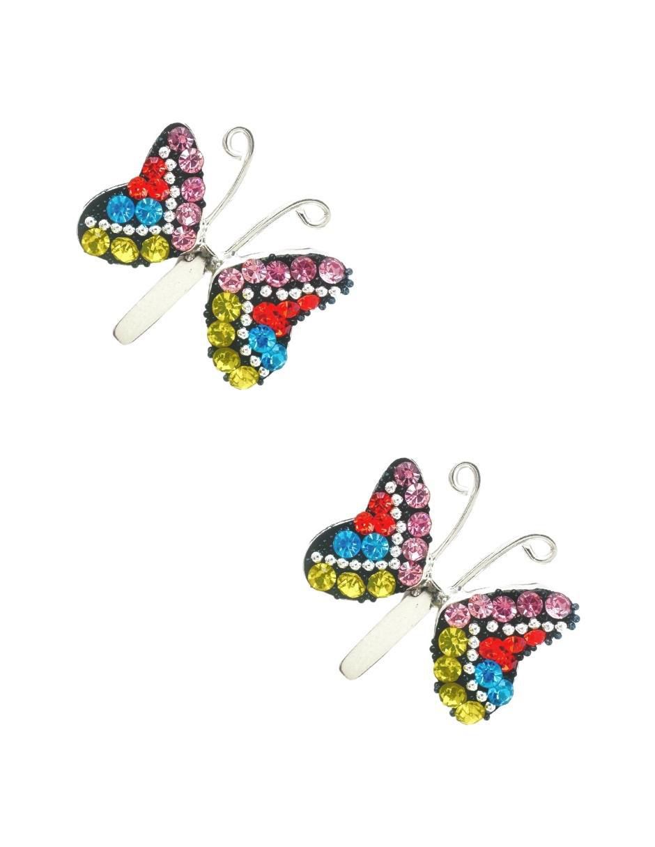 Aretes y collar de mariposa de plata P 925 cristal 3