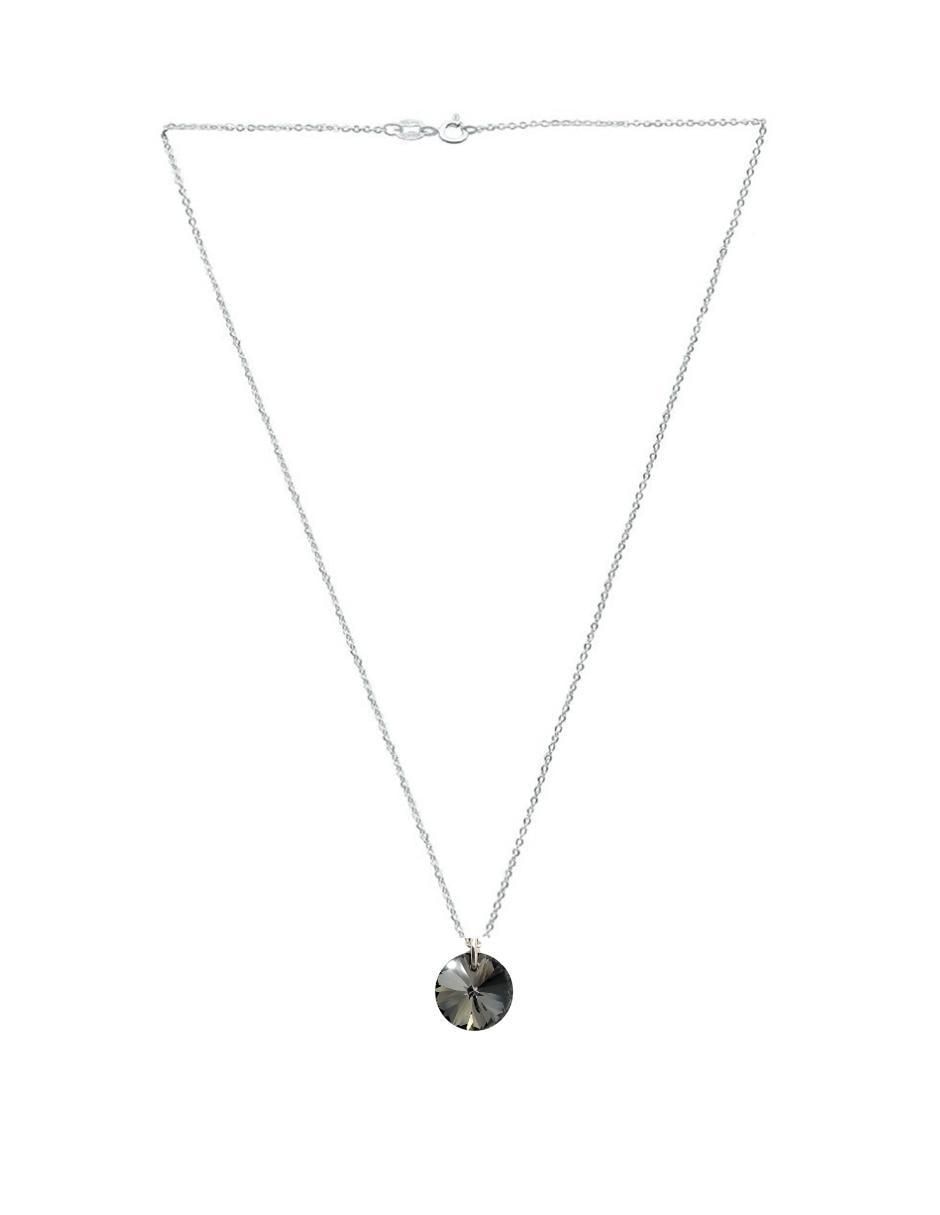Aretes y collar redondos Xilion de plata P 925 cristal 4