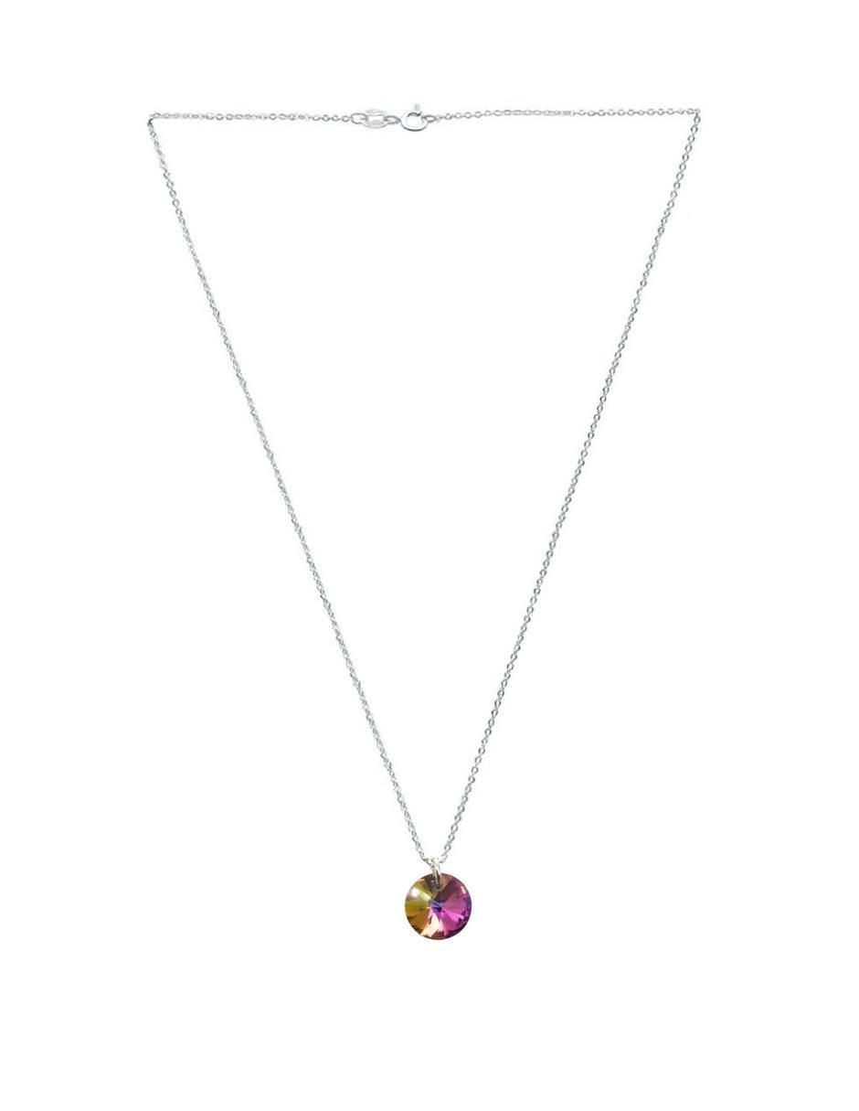 Aretes y collar redondos Xilion de plata P 925 cristal 4