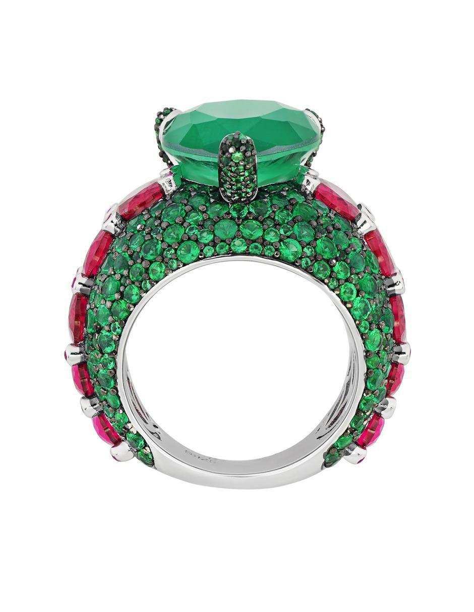 Anillo P 925 de plata esmeralda brillante 3