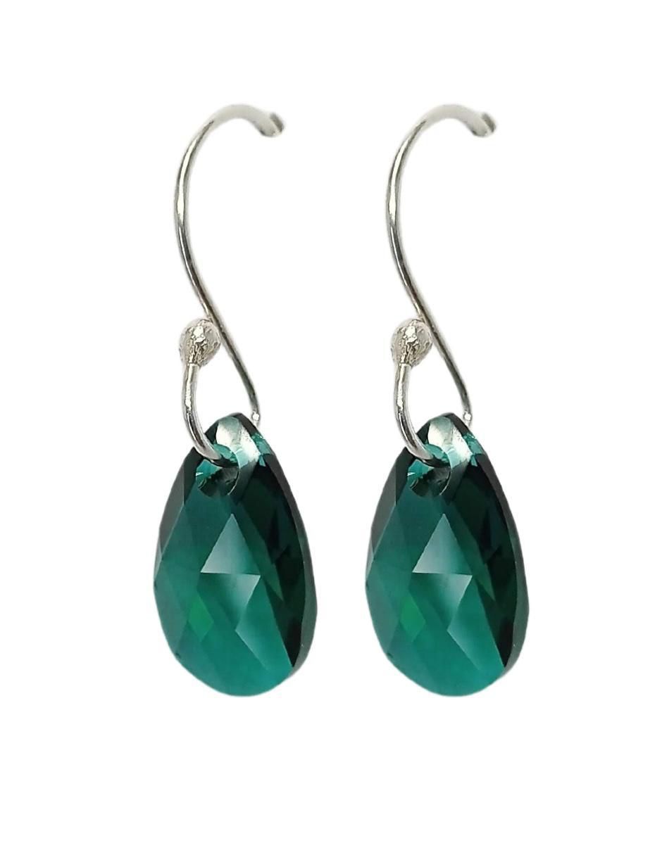 Aretes y collar de gota Leaves de plata P 925 cristal 4
