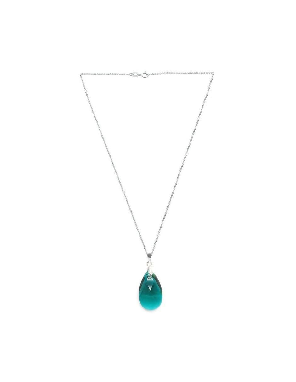 Aretes y collar de gota Leaves de plata P 925 cristal 5