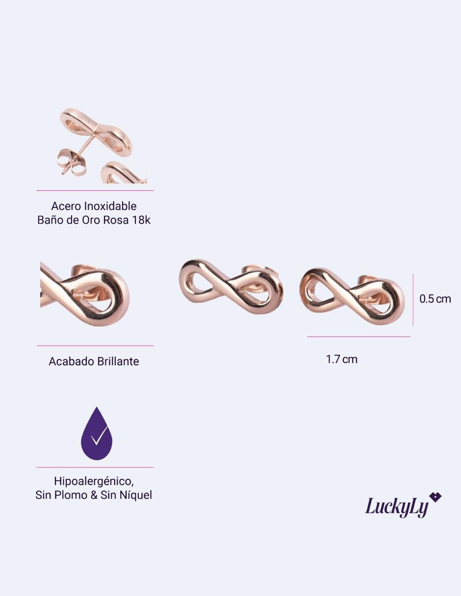 Aretes de infinito con acabado baño de oro 6
