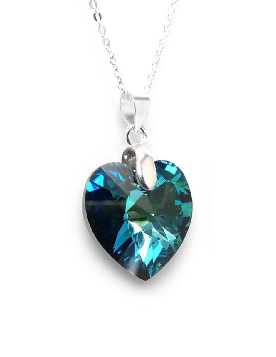 Aretes y collar de corazón Heart de plata P 925 cristal 2