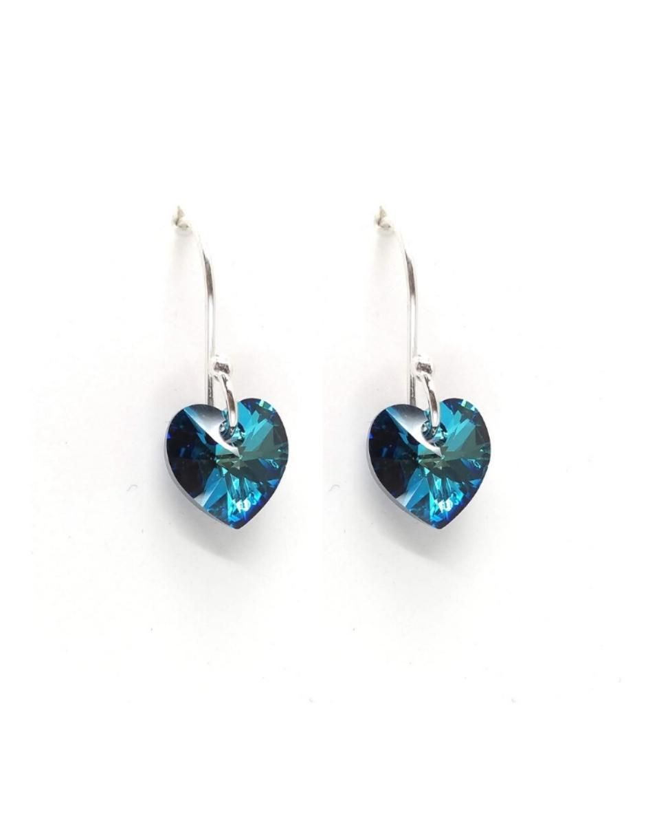 Aretes y collar de corazón Heart de plata P 925 cristal 3