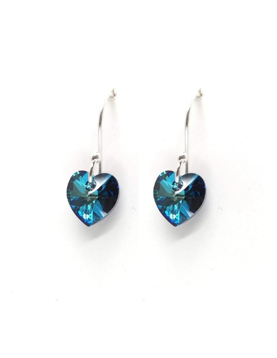 Aretes y collar de corazón Heart de plata P 925 cristal 4