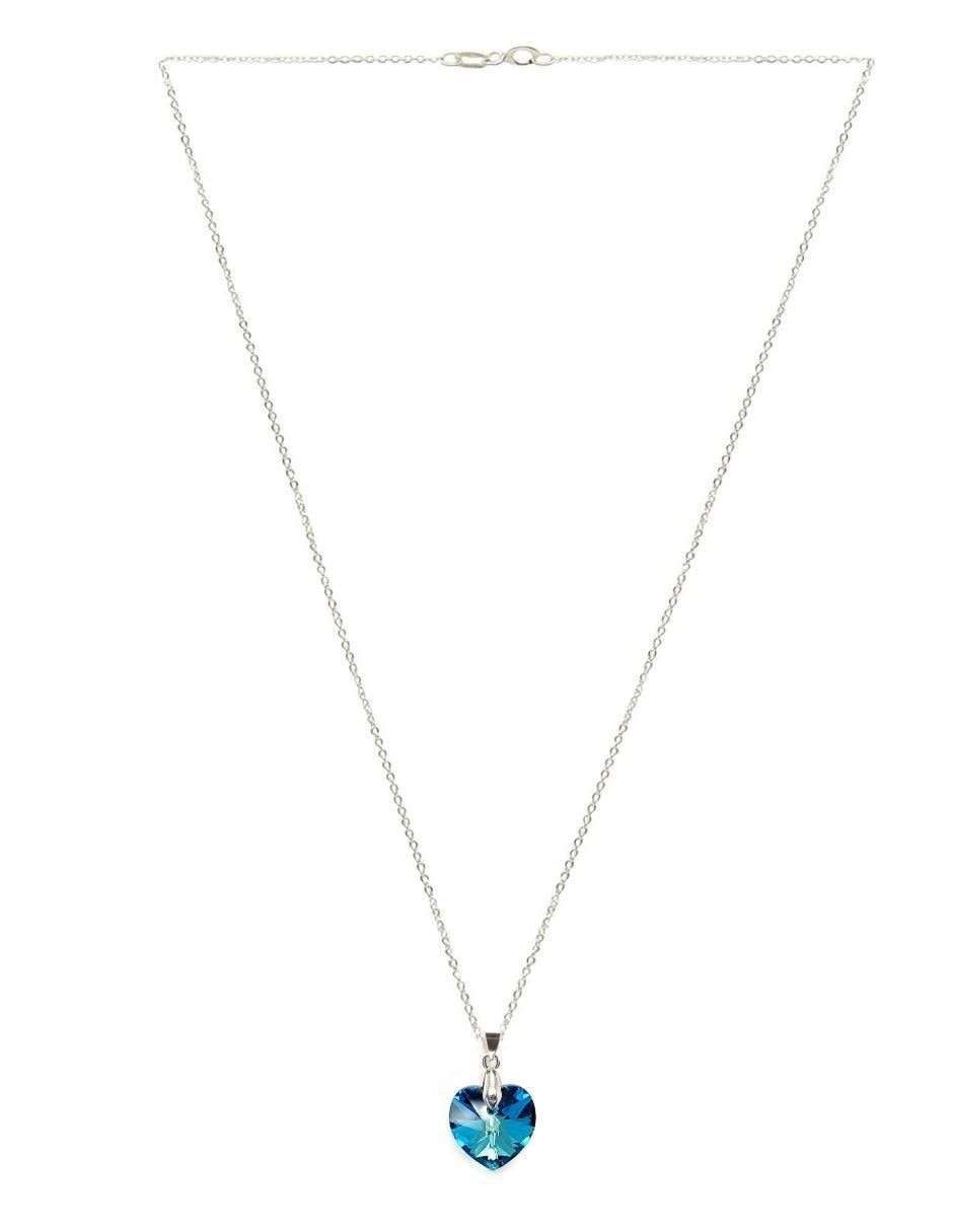 Aretes y collar de corazón Heart de plata P 925 cristal 5