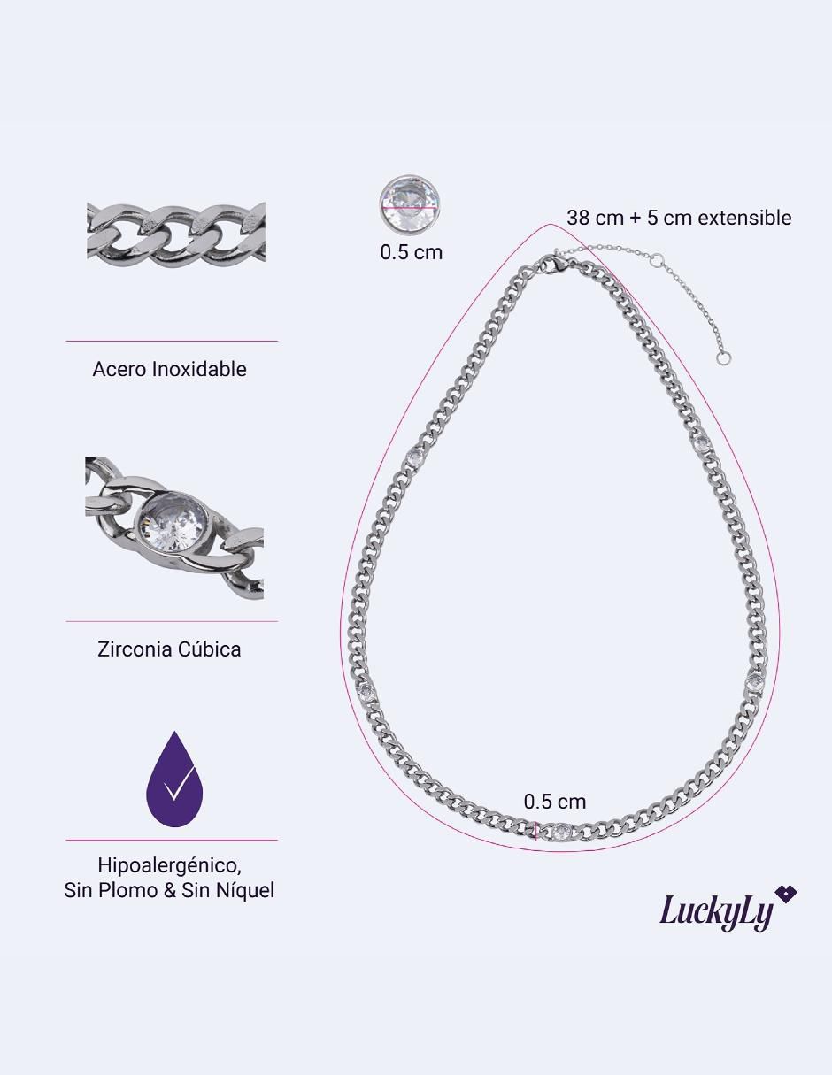 "de (si aplica)" eslabones luckyly sin colección "de" acero inoxidable sin kilataje