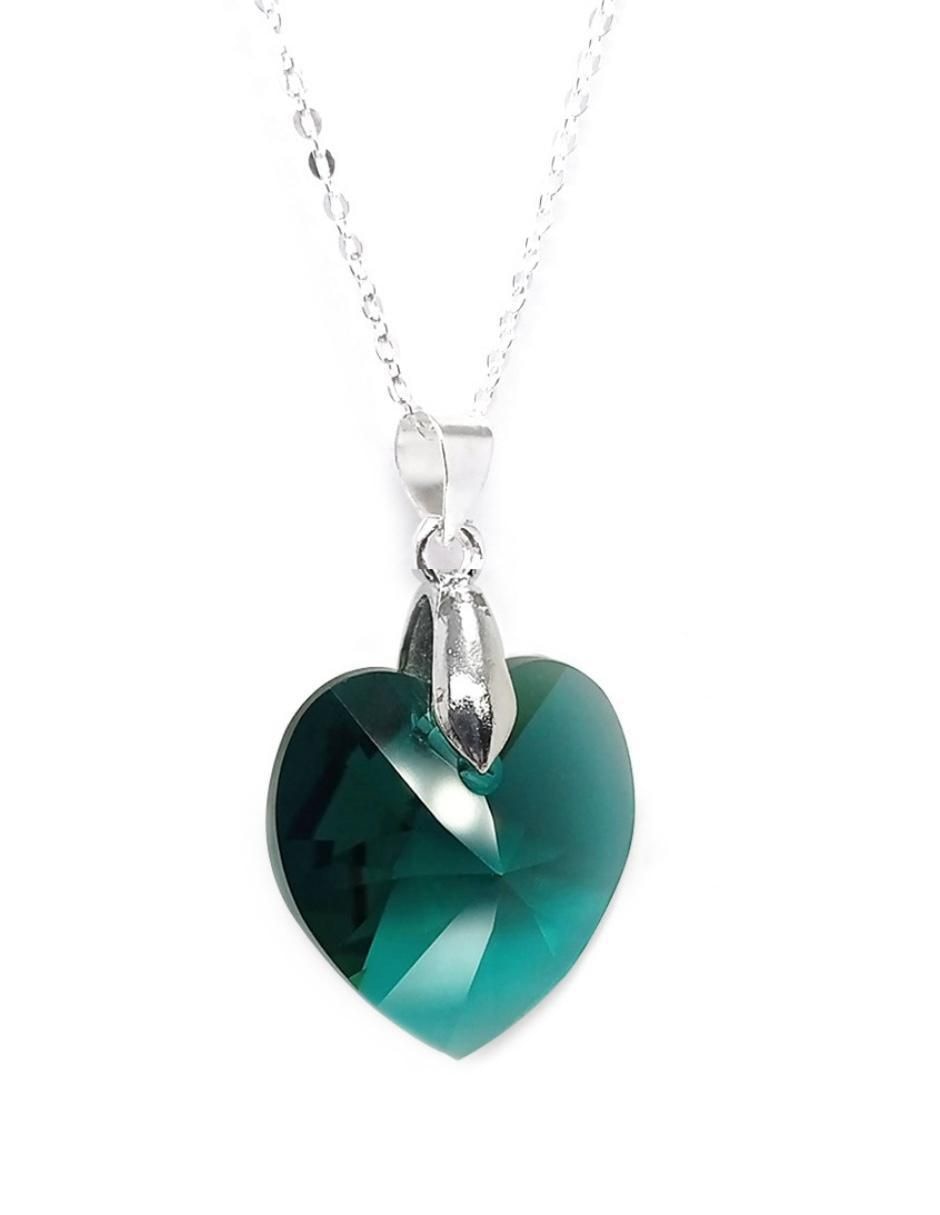 Aretes y collar de corazón Heart de plata P 925 cristal 2