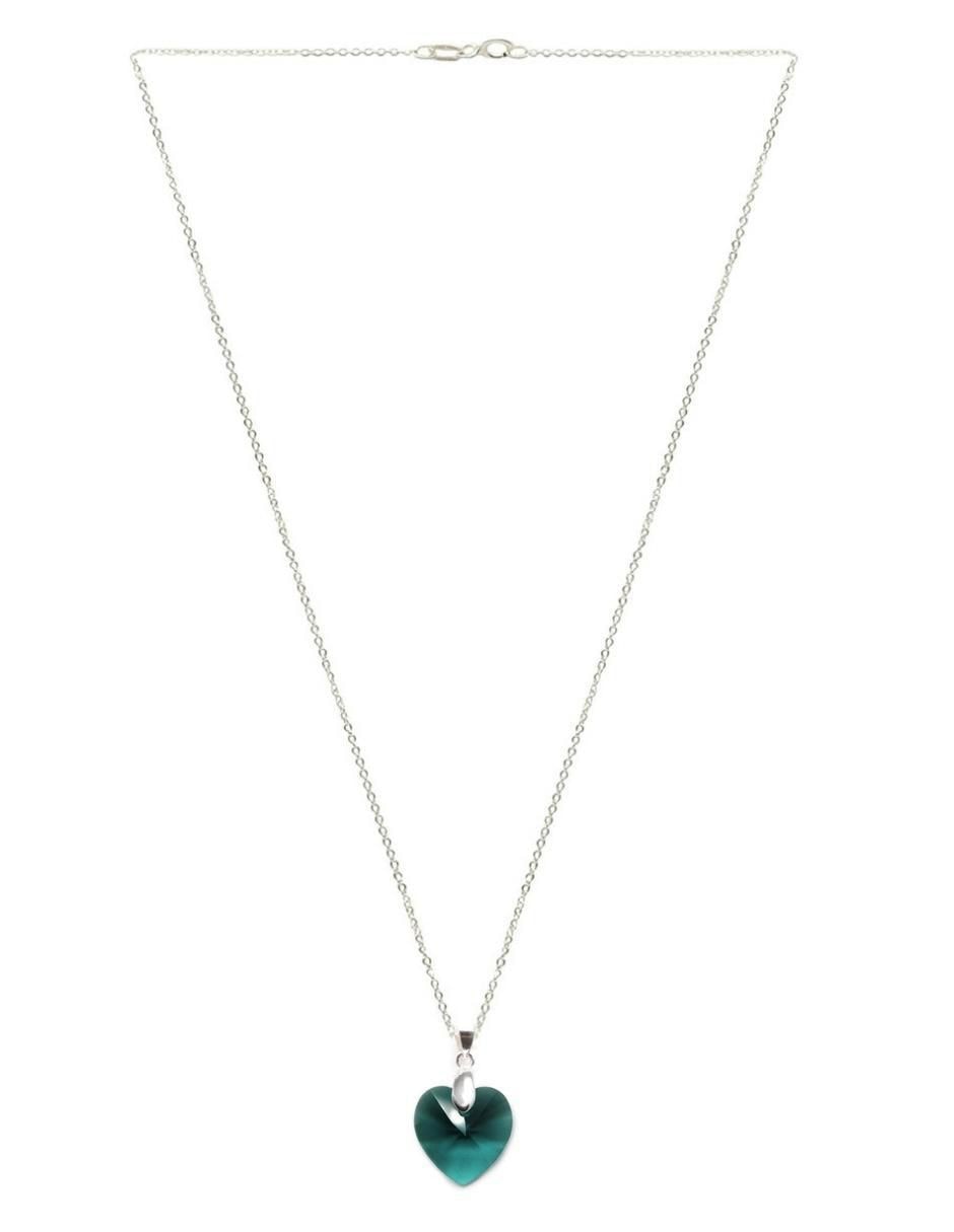 Aretes y collar de corazón Heart de plata P 925 cristal 5