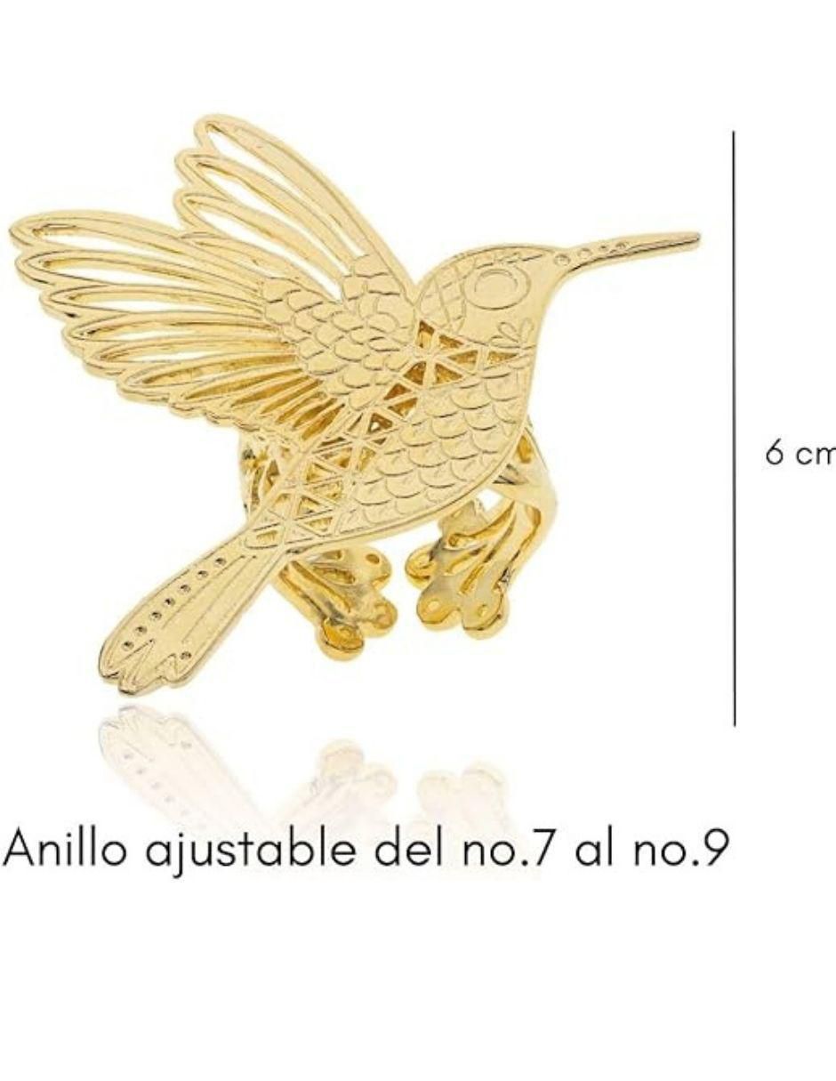 Anillo de colibrí con acabado baño de oro 3