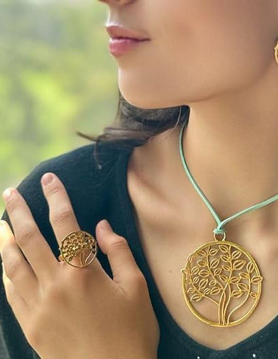 Anillo de árbol Ablime con acabado baño de oro 3