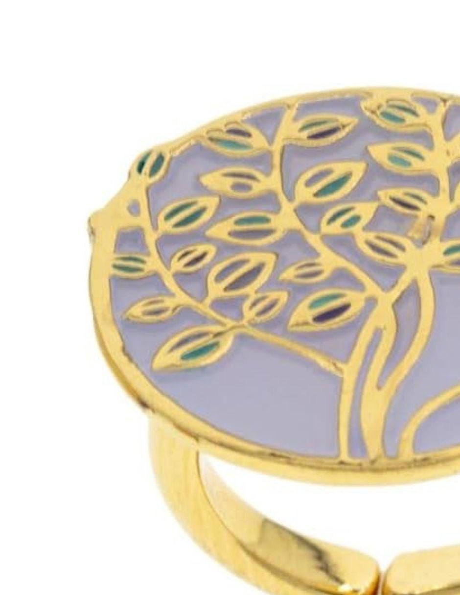 Anillo de árbol con acabado baño de oro 2