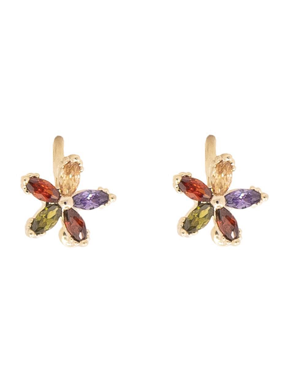 Aretes de flor con acabado brillante zirconia