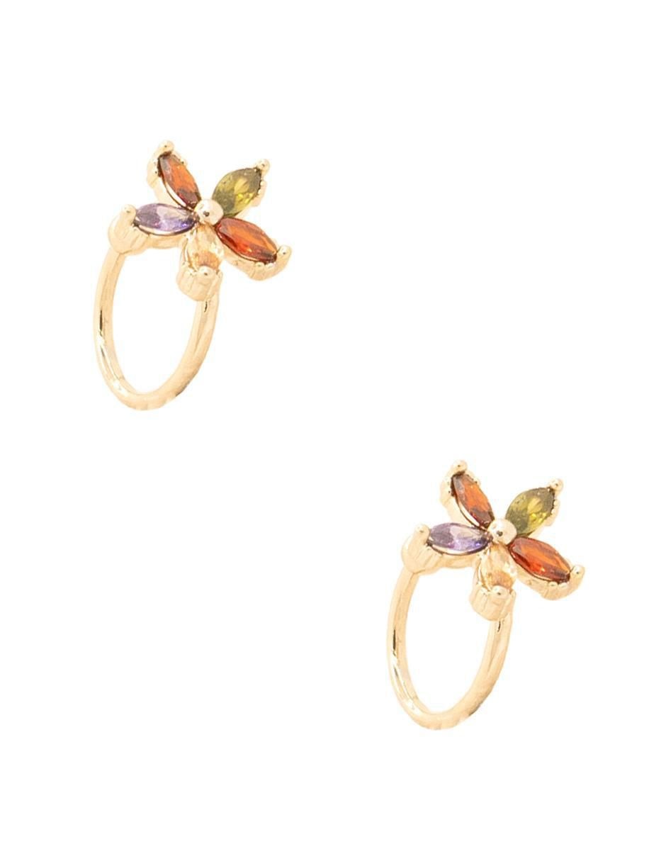 Aretes de flor con acabado brillante zirconia 2