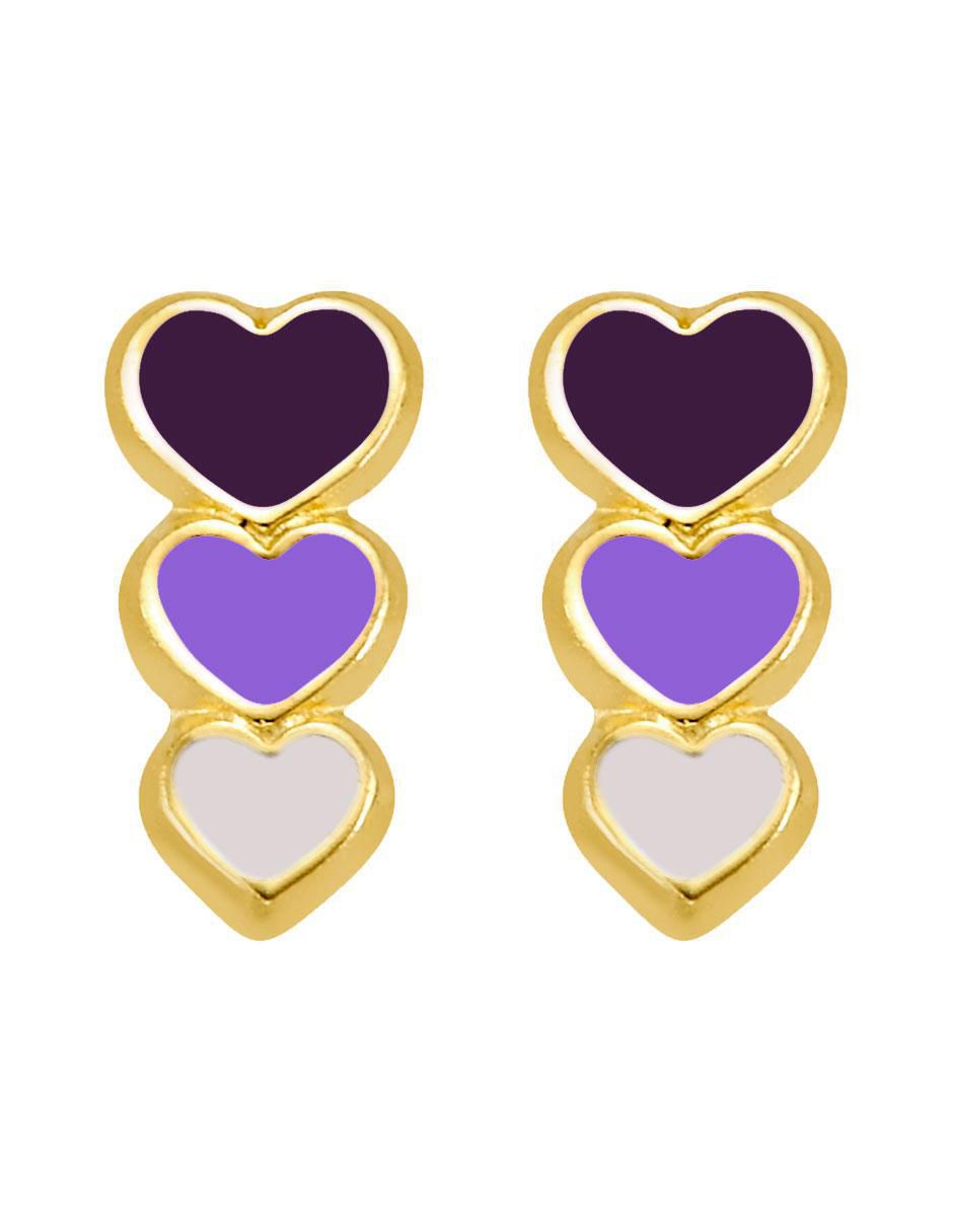Broqueles de corazón de oro con acabado esmaltado Broqueles de corazón de oro con acabado esmaltado