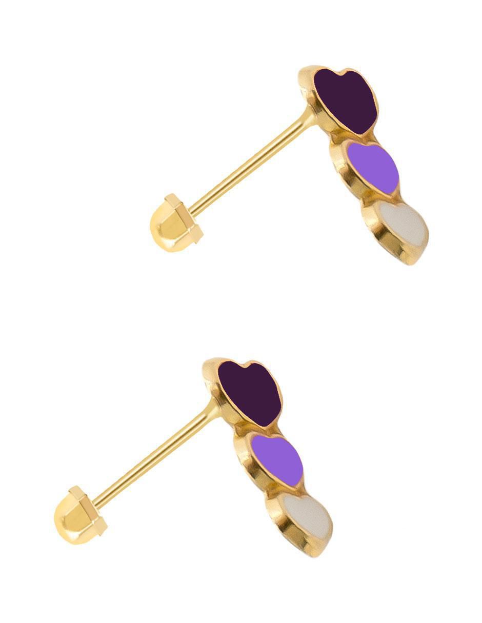 Broqueles de corazón de oro con acabado esmaltado 3