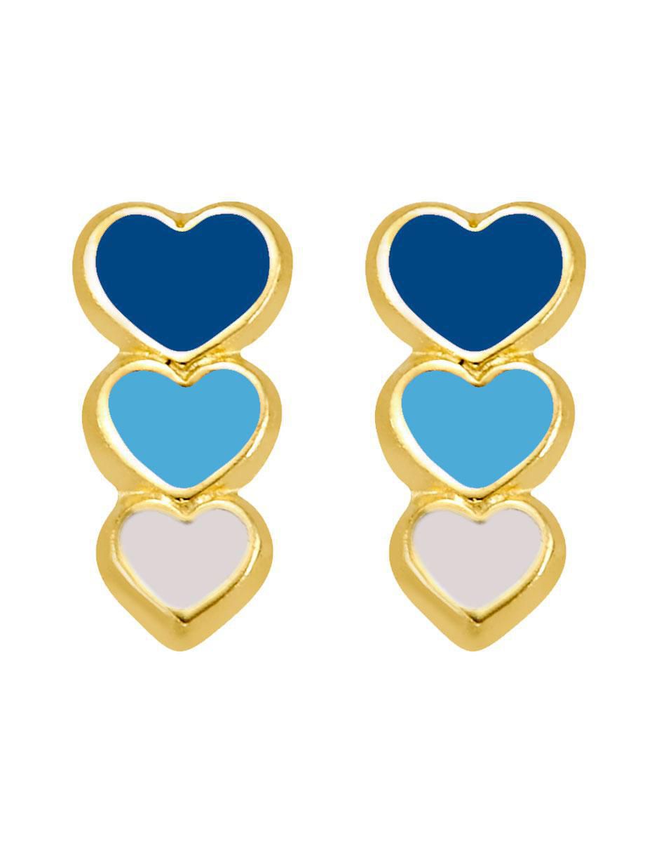 Broqueles de corazón de oro con acabado esmaltado Broqueles de corazón de oro con acabado esmaltado