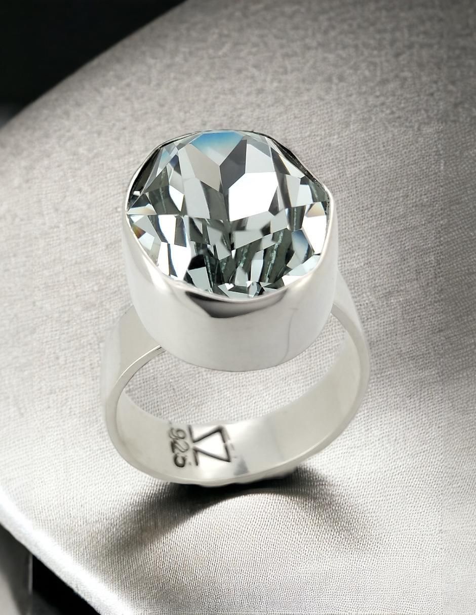 Anillo ovalado P 925 de plata cristal 2
