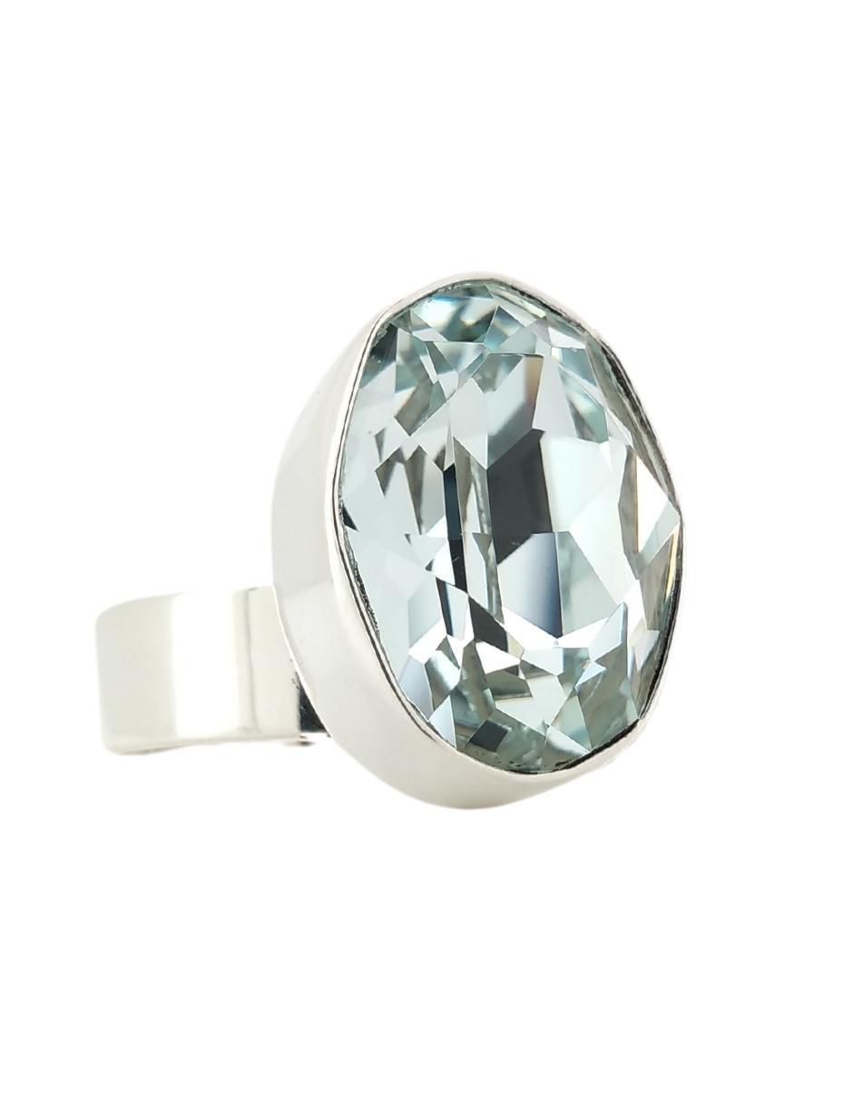 Anillo ovalado P 925 de plata cristal 4