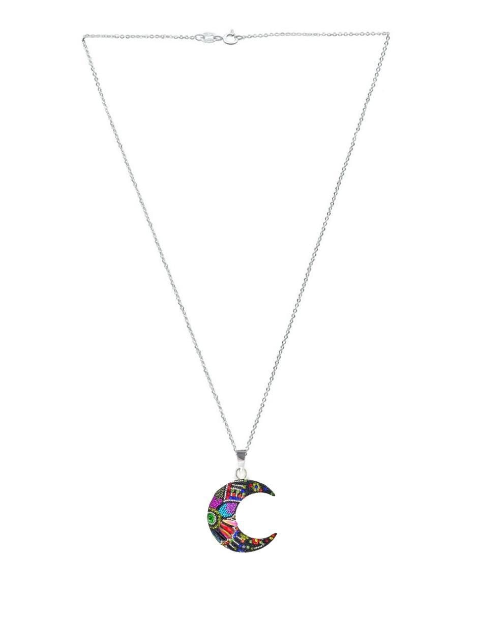 Aretes y collar de luna de plata P.925 cristal 6